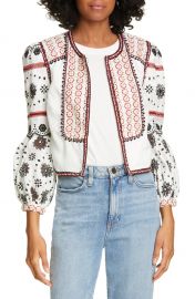 Veronica Beard Shilin Embellished Linen Jacket   Nordstrom at Nordstrom